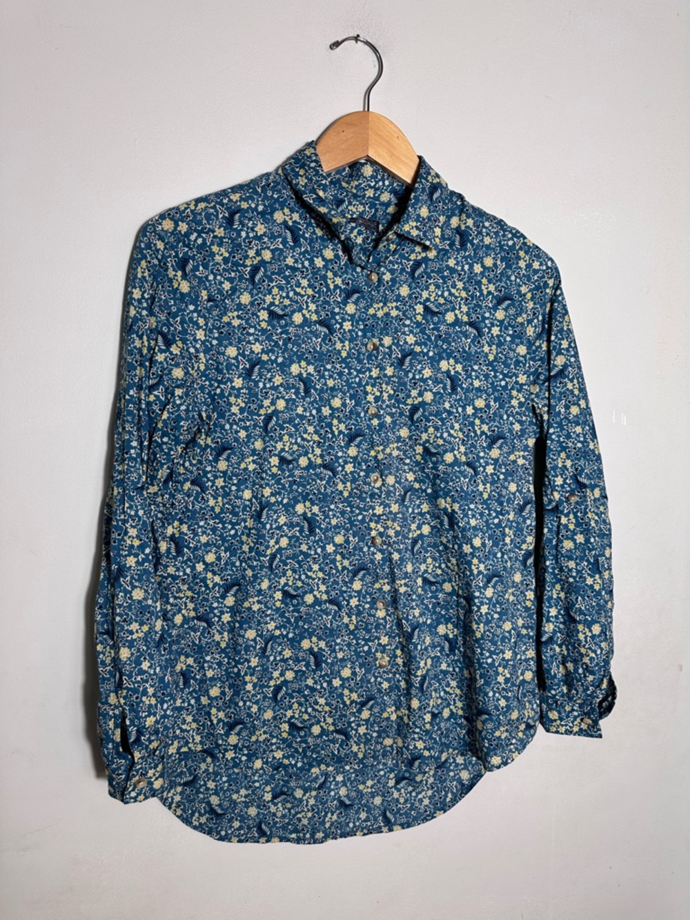 Marks & Spencer Blue Floral Long-Sleeve Blouse